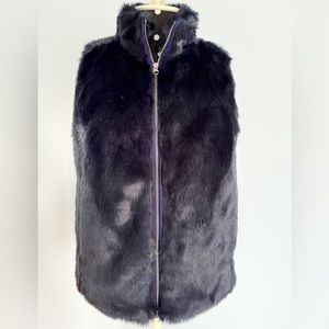 NWOT J Crew faux fur vest navy blue XS